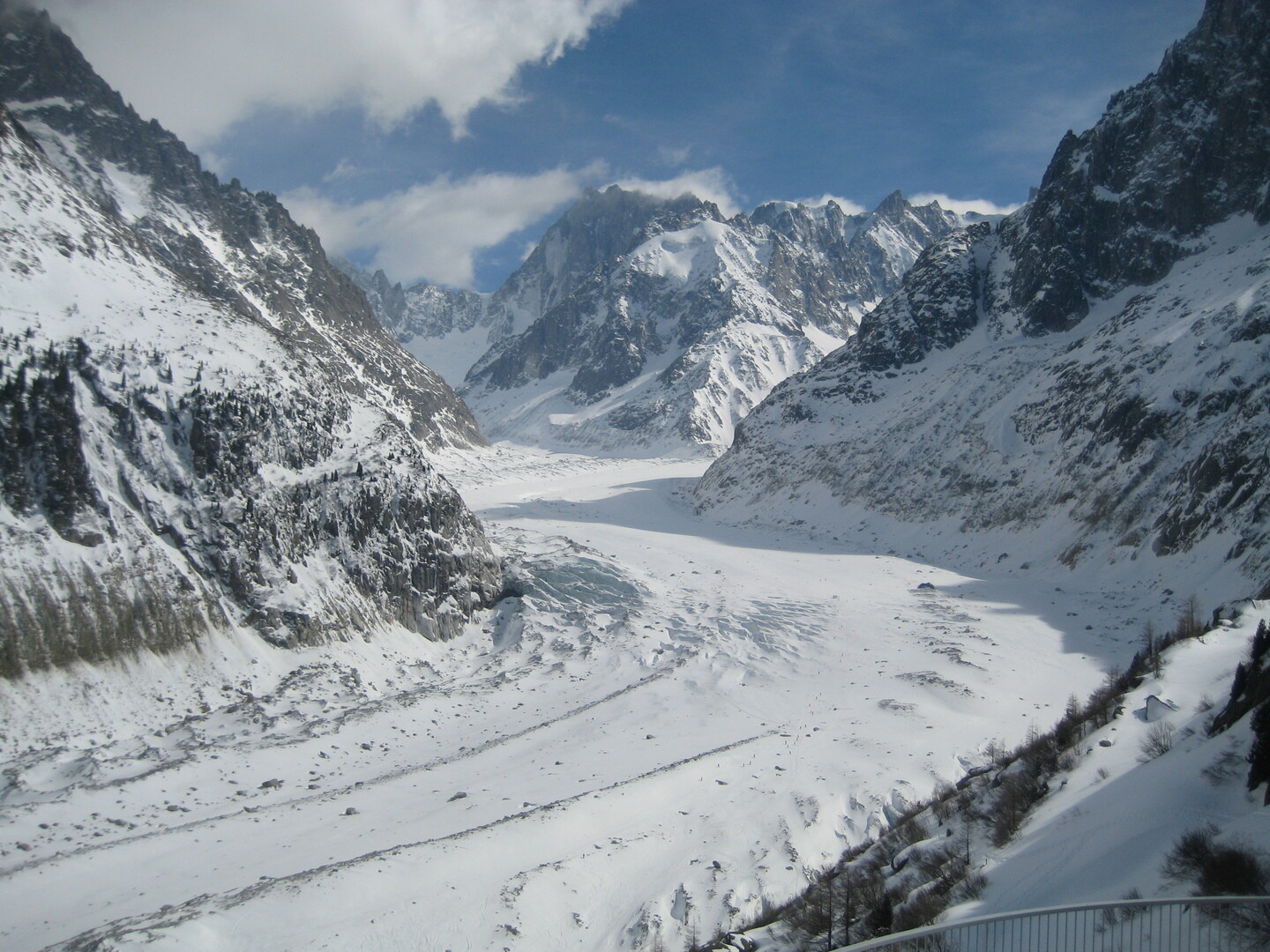 Mer de Glace glacier and surrounding peaks near Mont Blanc